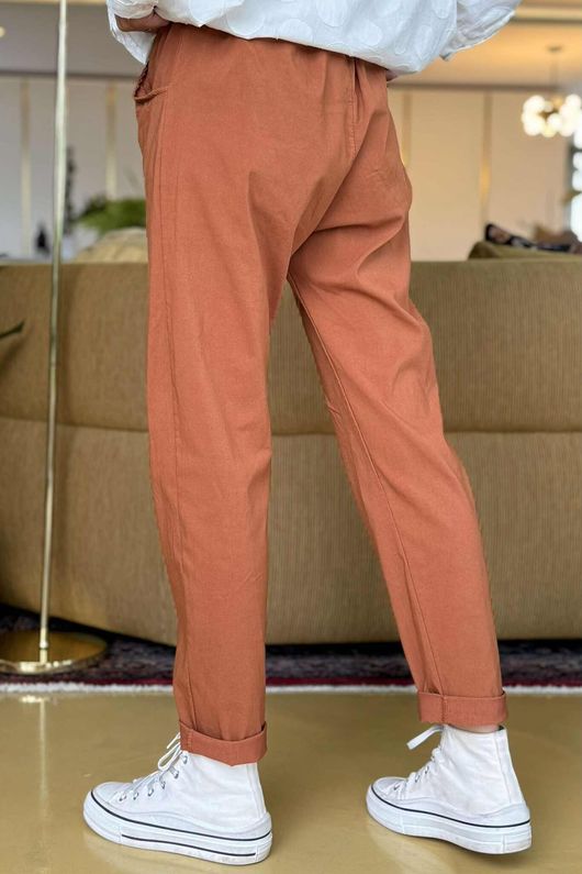 Made in Italy Luxury Smooth Magic Trouser Rust